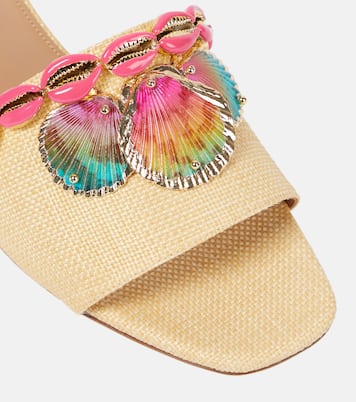Off To Ibiza raffia slides | Aquazzura