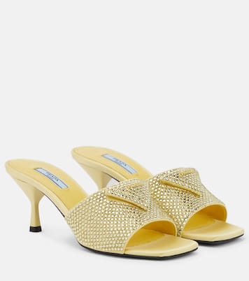 Crystal-embellished satin mules | Prada