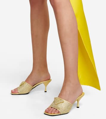 Crystal-embellished satin mules | Prada