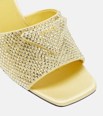 Crystal-embellished satin mules | Prada