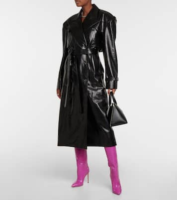 Croc-effect leather knee-high boots | Paris Texas