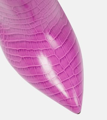 Croc-effect leather knee-high boots | Paris Texas