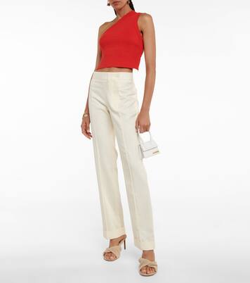 La Maille Ascu cropped linen-blend top | Jacquemus