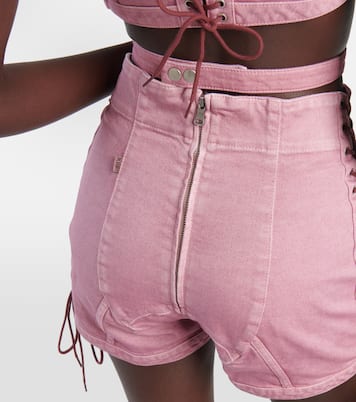 x KNWLS high-rise denim corset shorts | Jean Paul Gaultier