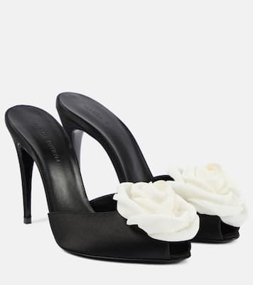 Floral-appliqué satin peep-toe pumps | Magda Butrym