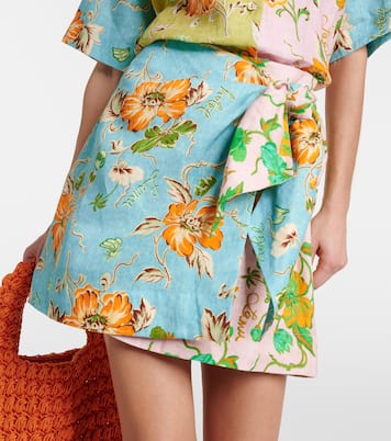 Minifalda envolvente Mana de lino floral | Alémais