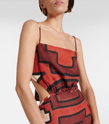 Printed cutout linen midi dress | Johanna Ortiz