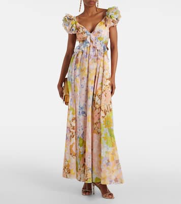 Pop ruffled floral midi dress | Zimmermann