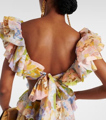 Pop ruffled floral midi dress | Zimmermann