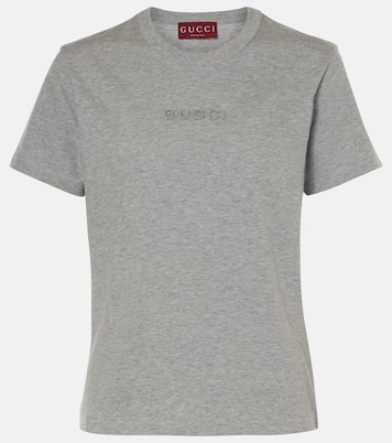 Logo cotton jersey T-shirt in grey - Gucci | Mytheresa