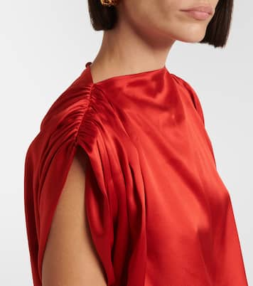 Top cropped in raso di seta arricciato | The Sei