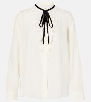 Blusa in seta con fiocco e volant | Frame