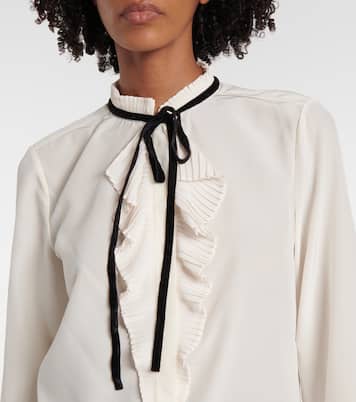 Blusa in seta con fiocco e volant | Frame