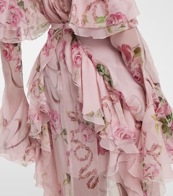 تنورة طويلة من الحرير بطبعات الورود | Blumarine