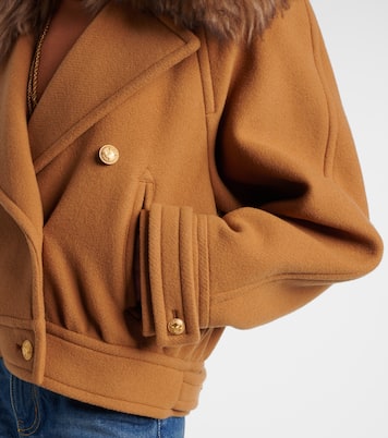 Cropped shearling-trimmed wool-blend coat | Chloé