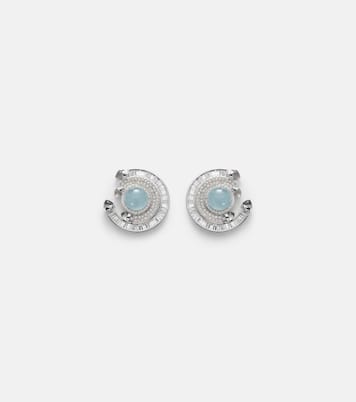 Chakra 18kt white gold earrings with pearls and gemstones | Ananya