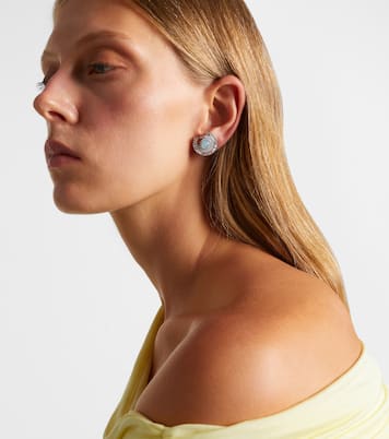 Chakra 18kt white gold earrings with pearls and gemstones | Ananya