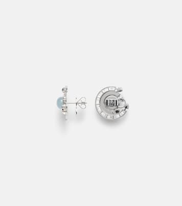 Chakra 18kt white gold earrings with pearls and gemstones | Ananya