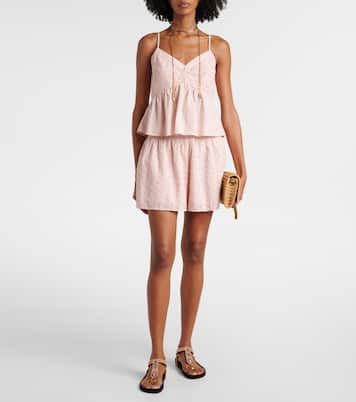 Shorts Iris in popeline di cotone con ricamo | Velvet