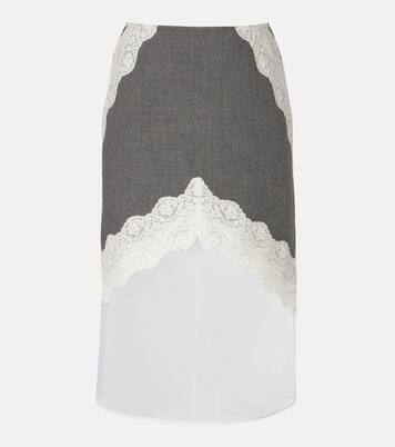 Lace-trimmed wool midi skirt | Jil Sander