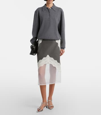 Lace-trimmed wool midi skirt | Jil Sander
