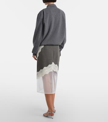 Lace-trimmed wool midi skirt | Jil Sander