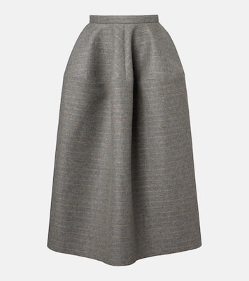 Gonna midi in flanella di lana e mohair a righe | Erdem