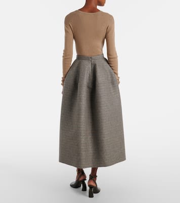 Gonna midi in flanella di lana e mohair a righe | Erdem