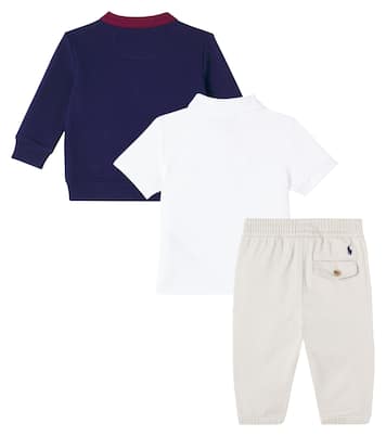 Baby cardigan, polo shirt, and pants set | Polo Ralph Lauren Kids