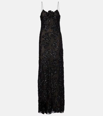 Floral-appliqué sequined gown | Rodarte