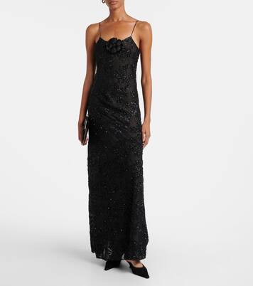 Floral-appliqué sequined gown | Rodarte