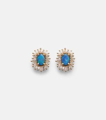Flower Burst 18kt gold earrings with opal and diamonds | Suzanne Kalan
