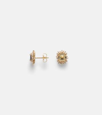 Flower Burst 18kt gold earrings with opal and diamonds | Suzanne Kalan