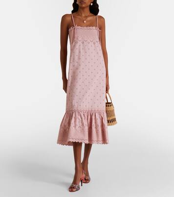 Midikleid aus Baumwolle und Lochspitze | Valentino