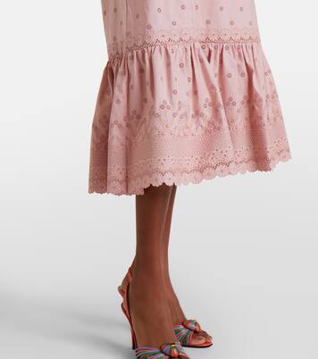 Midikleid aus Baumwolle und Lochspitze | Valentino