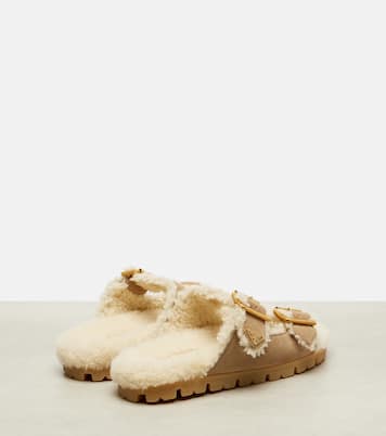 Shearling-lined suede sandals | Prada