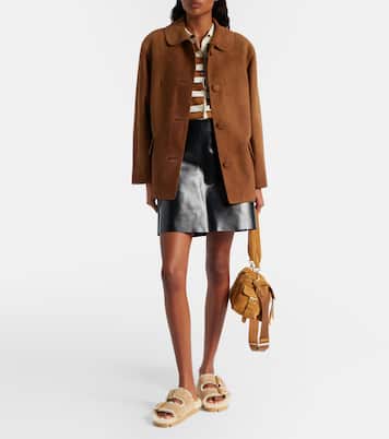 Shearling-lined suede sandals | Prada