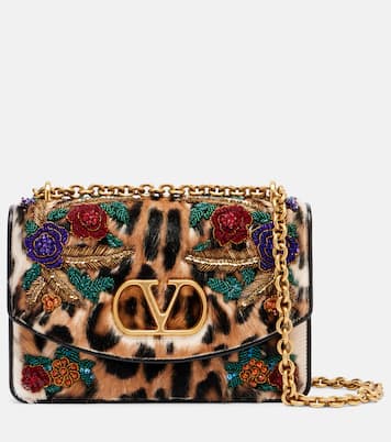 Vain Small embellished calf hair shoulder bag | Valentino Garavani