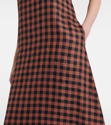 Vestido largo Tallin de lino a cuadros vichy | Asceno