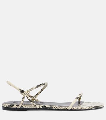 Laurel snake-effect leather sandals | Staud