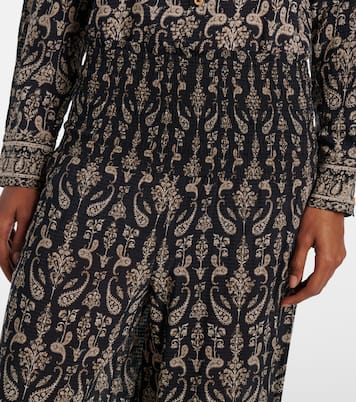 Callaway paisley shirred wide-leg pants | Veronica Beard