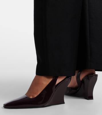 Patent leather wedge slingback pumps | Alaïa