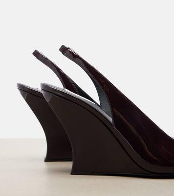 Patent leather wedge slingback pumps | Alaïa