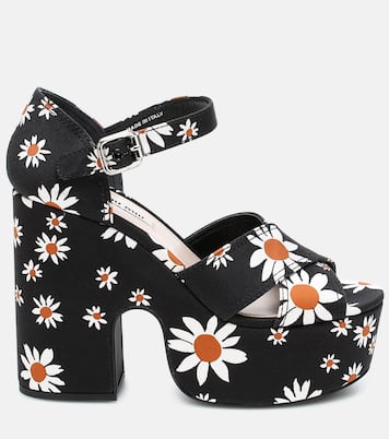 Daisy gabardine platform sandals | Miu Miu