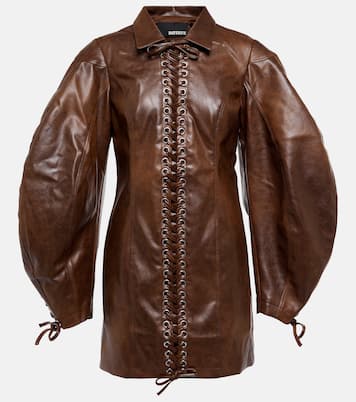 Lace-up faux leather minidress | Rotate