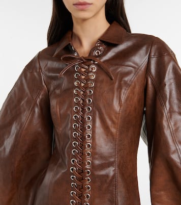 Lace-up faux leather minidress | Rotate