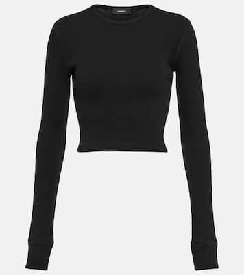 x Hailey Bieber - Top cropped HB in jersey di misto cotone | Wardrobe.NYC