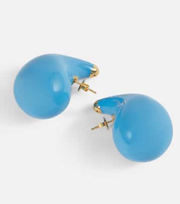 Orecchini Drop in argento bagnato in oro 18kt e smalto | Bottega Veneta