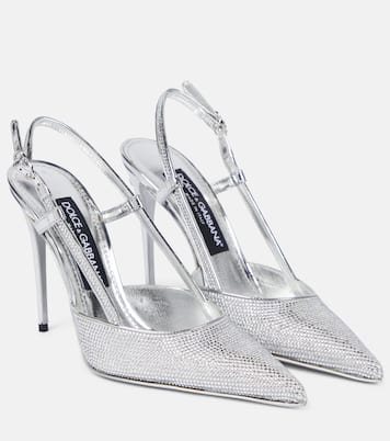x Kim - Pumps slingback in pelle con cristalli | Dolce&Gabbana