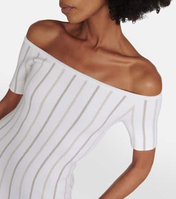 Striped off-shoulder virgin wool maxi dress | Gabriela Hearst